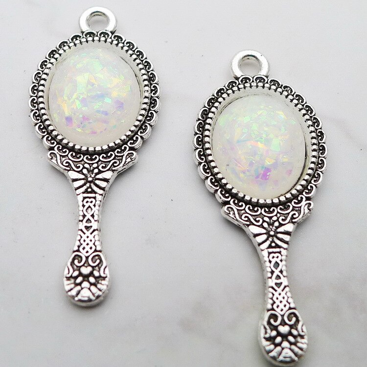 10 stk/parti 15 x 34mm farverige vandspejl charms antik sølv farve vedhæng til gør-det-selv smykker charme