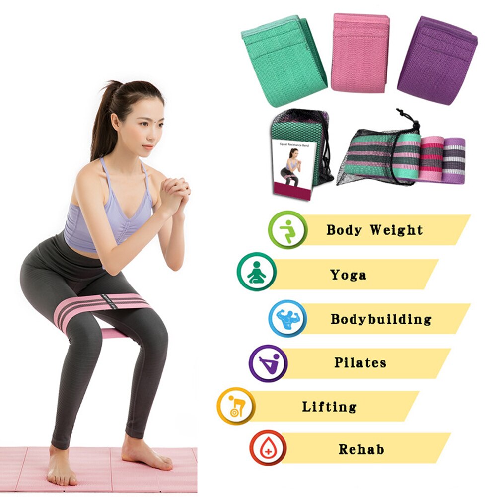 Elastisk stof booty fitness bånd træningsudstyr yoga modstand bånd booty belt 3 niveau træning pull rope tyggegummi øvelse