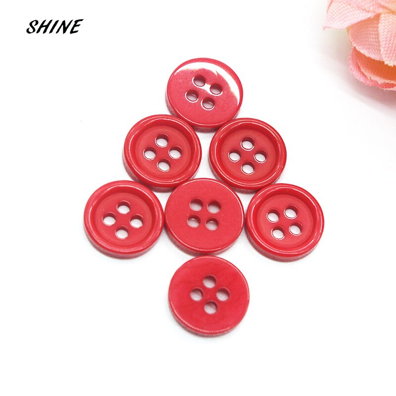 SHINE Resin Sewing Buttons Scrapbooking Round Dark Red Four Holes 11.5mm Dia. 100PCs Costura Botones decorate bottoni botoes