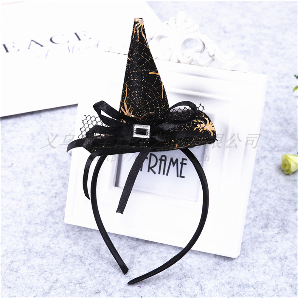 Mini sombrero de bruja puntiagudo, diademas con forma de Calavera, telaraña, calabaza, aros para el cabello para niños y niñas, diademas de Halloween, decoración de Cosplay: Verde militar