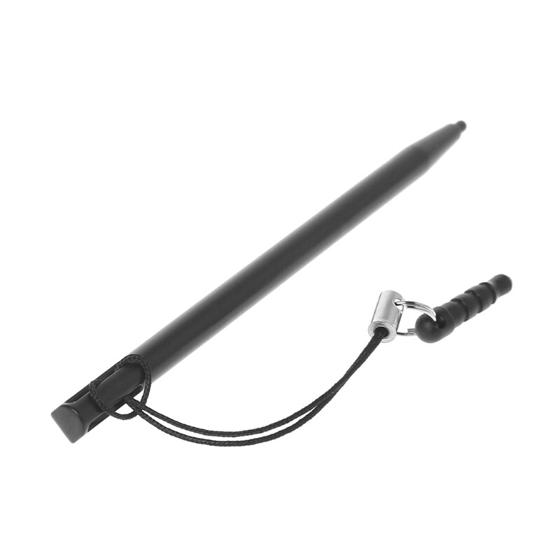 Zwart Plastic Resistive Touch Screen Stylus Harde Tip Pen Met Stof Plug Touw Voor Pos Pda MP5