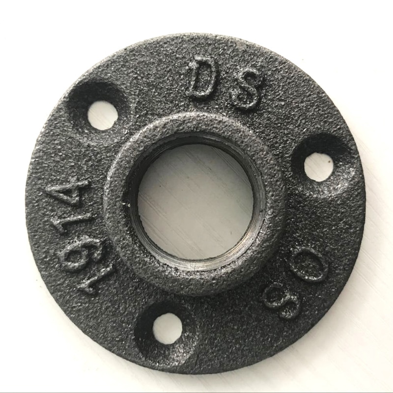 Bridas de hierro fundido, rosca BSP de hierro maleable, accesorios de tubería de 1/2 "y 3/4", montaje en pared, herraje de pieza de brida antigua de 3 agujeros, 1 Uds.