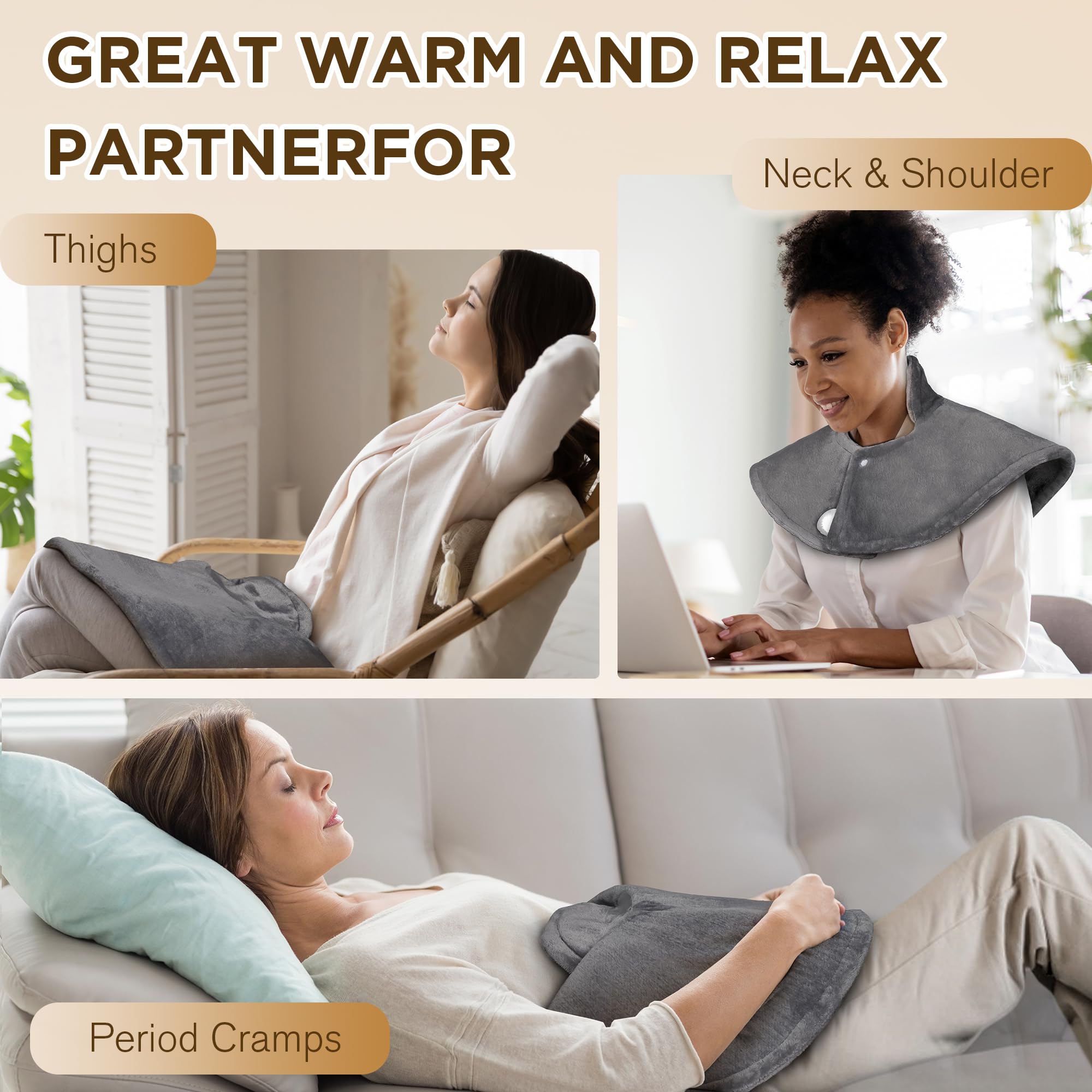 Elektrische verwarming Sjaal Verwarmd kussen voor nek Schouder Ruggewricht Spierpijn Ontspannen Verlicht warm kompres Temperatuurregelaar