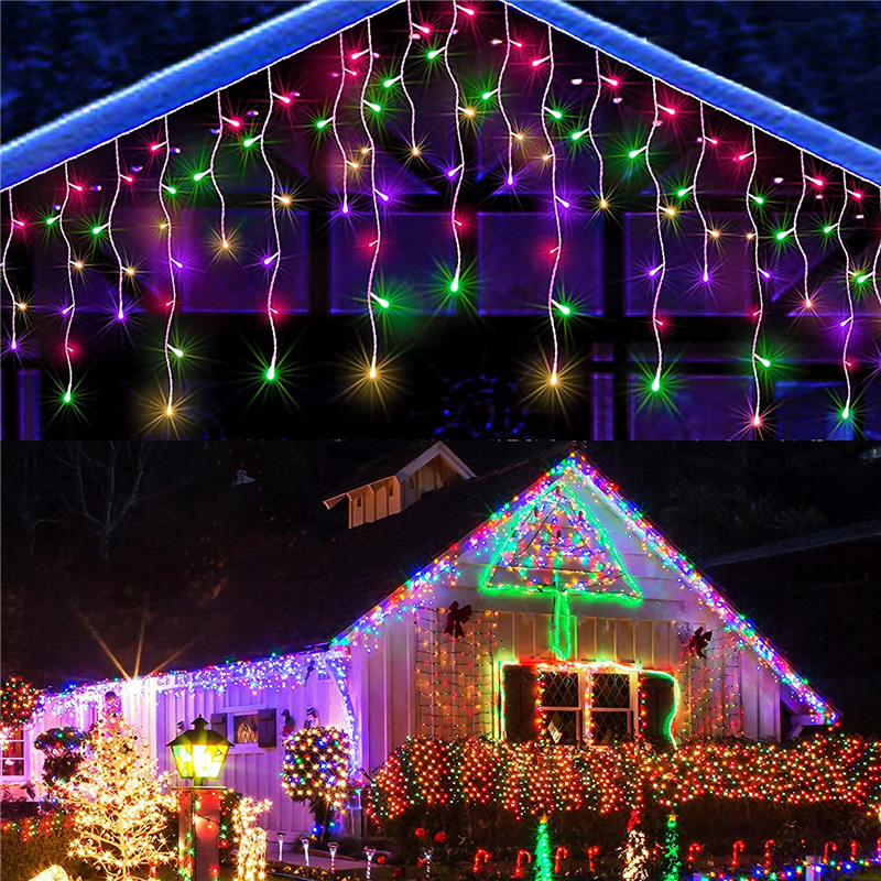 40M Eiszapfen Lichterketten LED Lichterkette Weihnachtsgirlande mit Fernbedienung für Neujahr Party Hochzeit Garten Terrasse Dekor: changeable / 71-80W