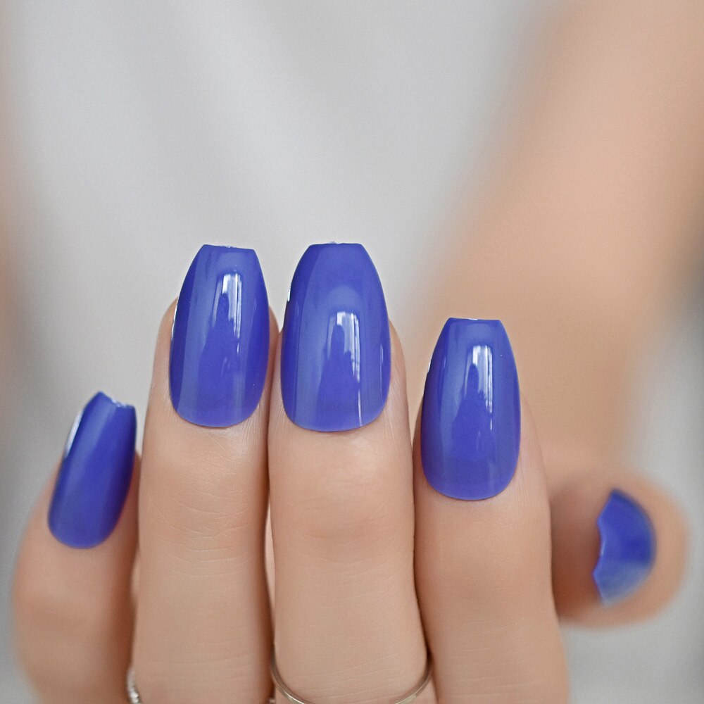 Blu ballerina Unghie Artistiche Punte False Falso Bara Unghie Forma Piatta Copertura Completa Artificiale manicure Della Decorazione di Usura di proprietà