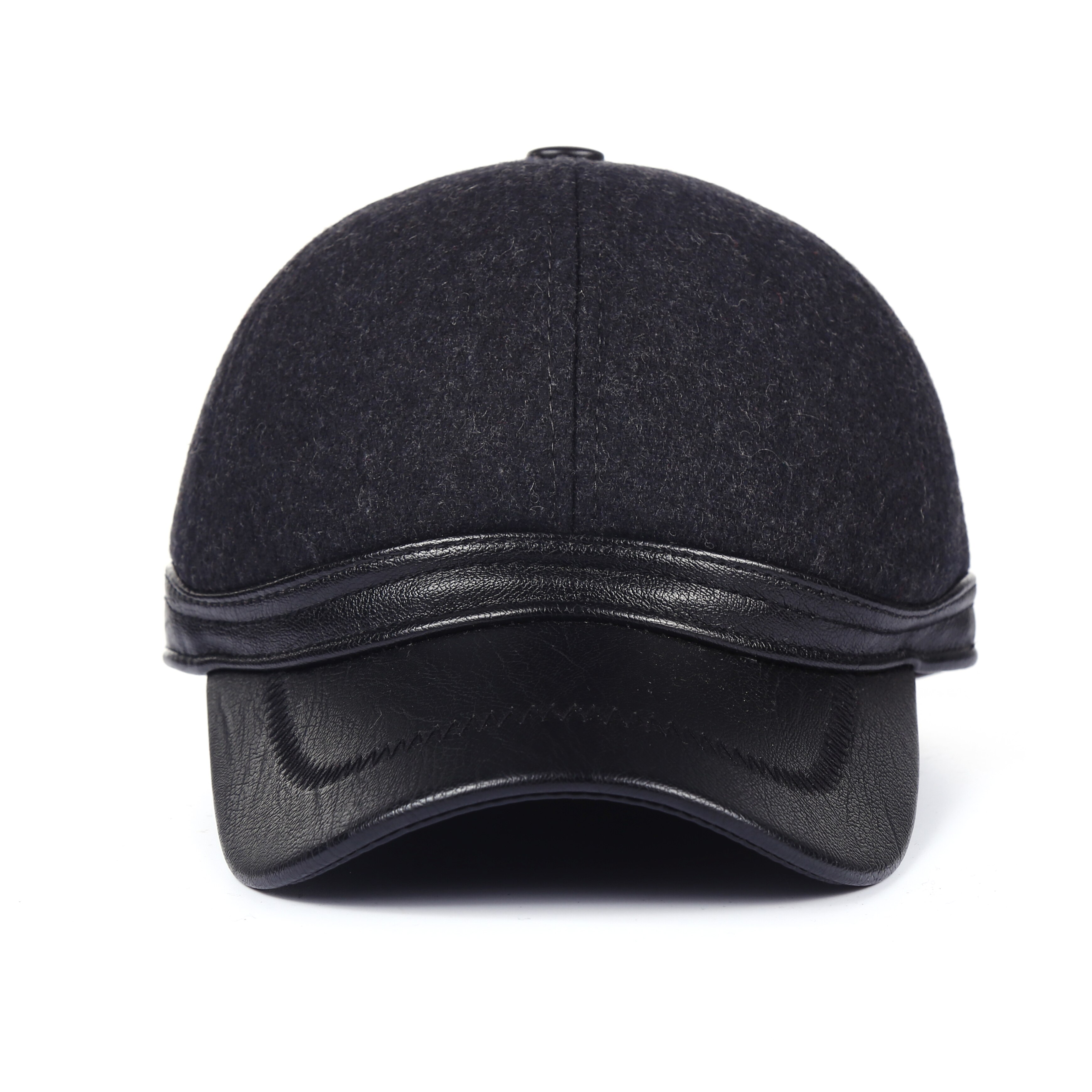 Gorras de béisbol de lana negra de para invierno, gorros de esquí para hombre