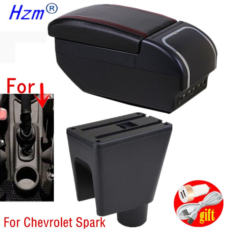 Armrest box For Chevrolet Spark III avro Rotatable PU Leather Central Store Content box with USB Interface Car accessories