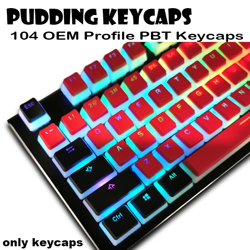 Pudding Keycaps PBT Doubleshot Keycap OEM Backlit Keycaps Shine Through Key Caps Mechanical Keyboard Red Keycap For Cherry MX