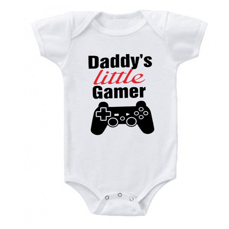 Daddy's Little Gamer Pasgeboren Baby Bodysuit Katoen Wit Jumpsuits Baby Body Jongens Meisjes Kleding Onesie Outfits