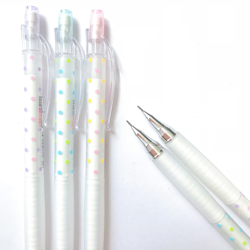 3X Kawaii, material escolar sencillo, artículos de papelería para estudiantes, lápiz de prensa automático para escribir 0,4mm
