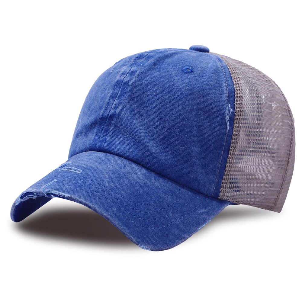 Akira synthwave japan anime baseball hat åndbar casual mesh golf kasketter sport bomuld trucker hatte unisex udendørs snapback cap: Blå