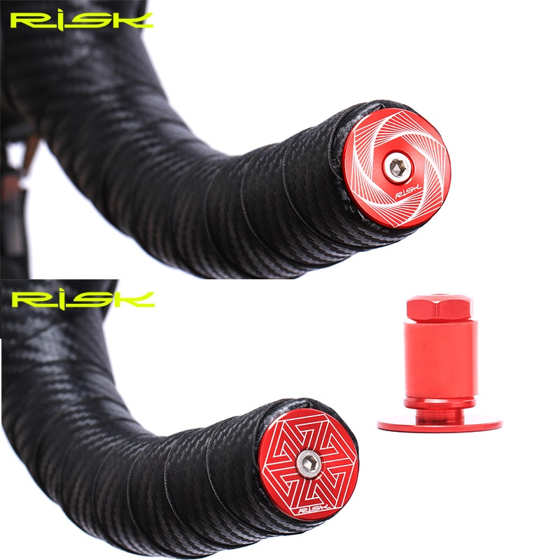 RISK Road Bike Handlebar Ends Bicycle Grip Ends Caps Racing Road Bicycle Cycling Handle Bar Plug Ends Aluminum Bar Ends Plugs