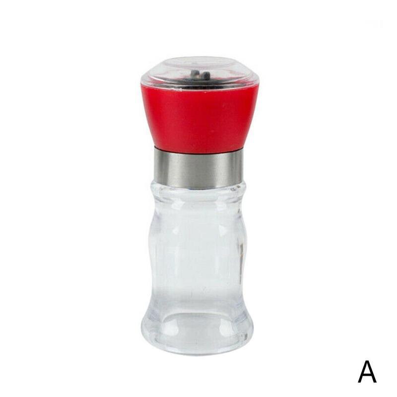4 Colors Manual Stainless Steel Salt Pepper Grinder Spice Core Portable Grinding Mill Ceramic Useful Kitchen Tools Cooking S7B5: Red