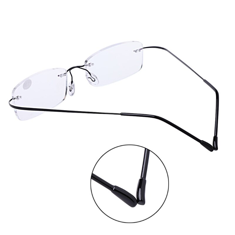 Lesebrille Ultraleicht Titan Randlose Rechteckige Brille Brillen