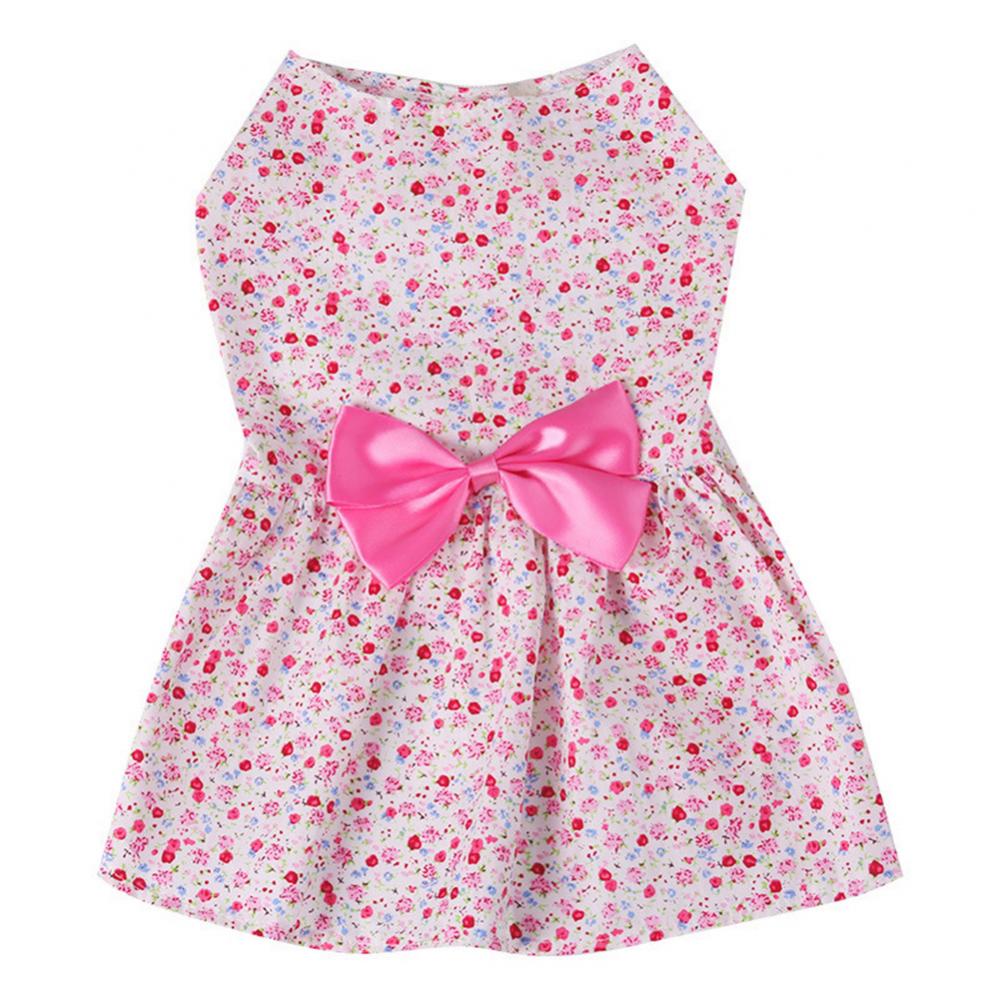 Robes à nœud Floral pour chien, tenue de mariage pour petit chien, Chihuahua, carlin, chiot, chat, été: Rose / XS