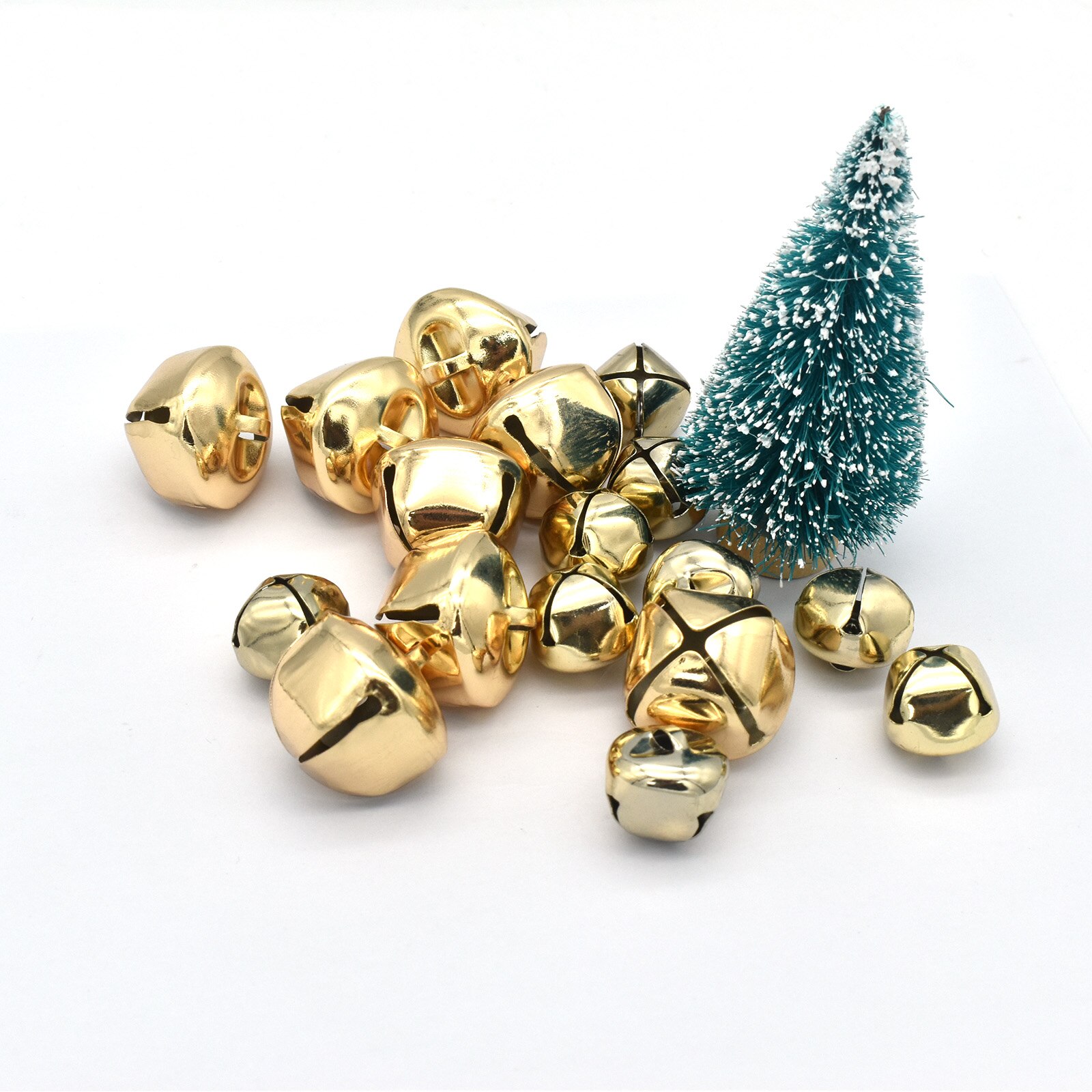 Cascabeles grandes de oro claro para Navidad, cascabeles artesanales a granel para decoración de Festival de Navidad, Collar de perro, decoración del hogar