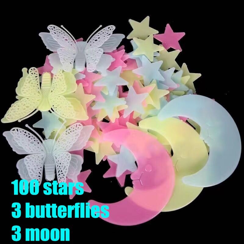 Discount starry sky wallpaper decals glow in the dark stickers kids bedroom decoration colored stars luminous fluorescent: B