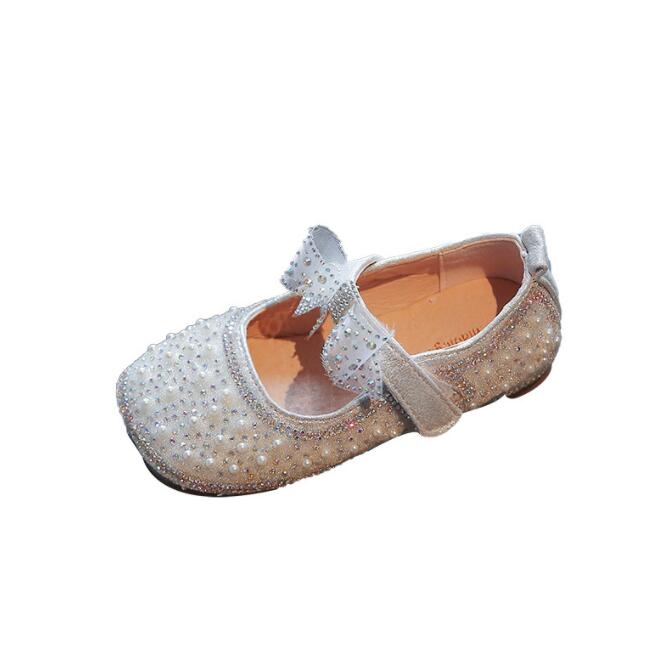 Spring Children Shoes Girls Flat Heel Princess Dance Sandals Kids Shoes Glitter Leather Girls Party Dress Wedding Shoes