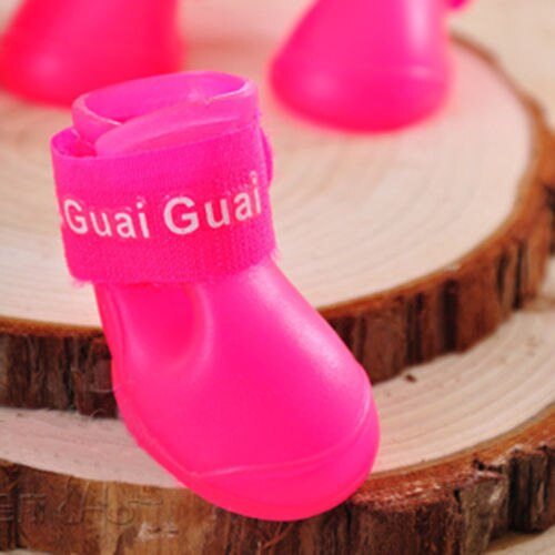 Huisdieren Hond Snoep Kleuren Laarzen Waterdicht Beschermende Rubber Pet Rain Schoenen Laarsjes: Rose Red / M