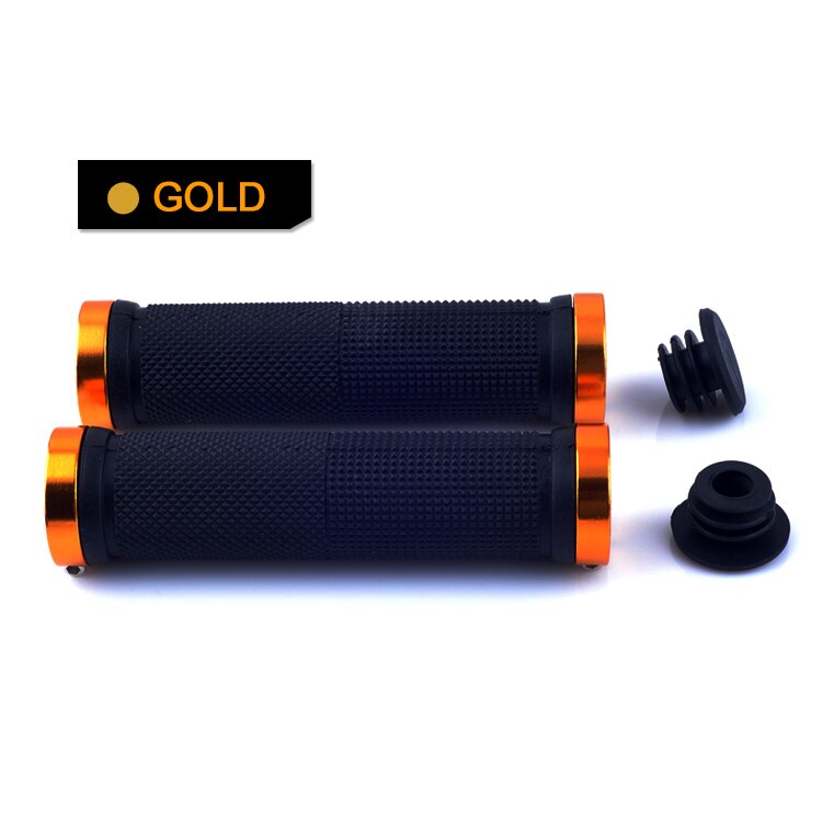 TOPTETN Dubbele Lock On Locking Mountainbike Cyclus Fiets Handel Grips 6 Kleuren Fiets Handvat Sets: Gold