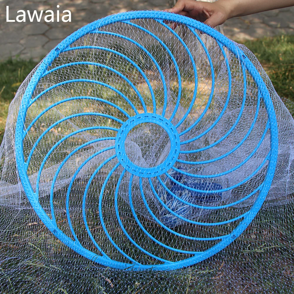 Lawaia Deep Hole Cast Net Lron Steel Pendants Fishnet Blue Ring American Style Small Mesh Catch Fish Casting Network