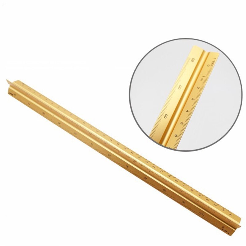 12 inch Triangular Aluminum Architectural Scale Ruler Engineering Ruler Architect Scale Standard Metal Ruler