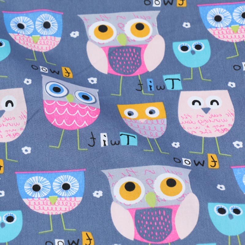 Syunss,Big Cup Owl Printed Cotton Fabric DIY Tissus Patchwork Telas Sewing Baby Toy Bedding Textile Quilt The Cloth Craft Tecido