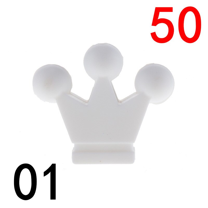 50pcs Silicone Crown Beads Baby Teether Necklace Bead Infant Baby Chewing Jewelry Accessories Food Grade Silicone: 01 White