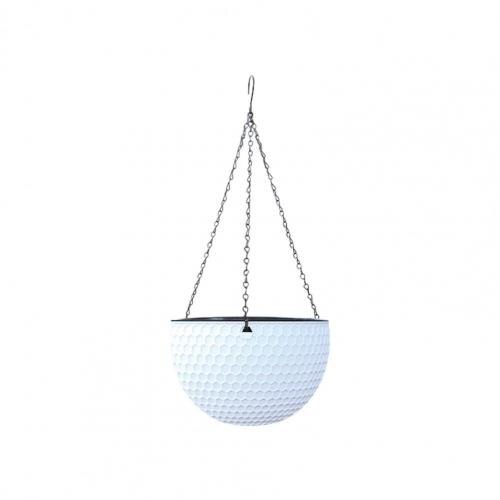 Hanging Flower Basket Imitation Honeycomb Self Water Absorption Waterproof Outdoor Resin Plant Hanger for Garden: White S