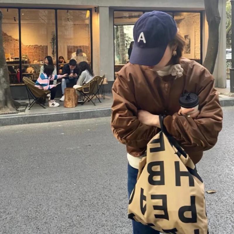 2021 nova simples e versátil carta saco de lona grande capacidade saco de compras preguiçoso bolsa moda feminina