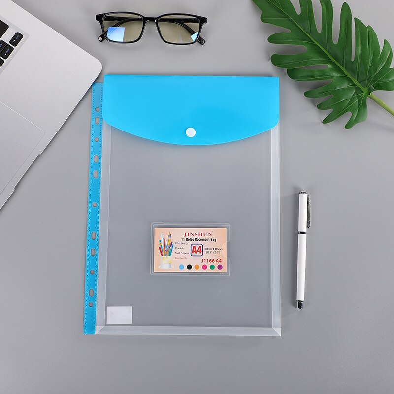 6pcs Poly Envelope Folder For A4 Document Organizer Transparent Waterproof File Bag with Snap Button Closure Pouch School Office: A blue x6