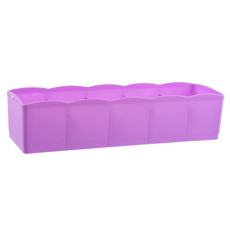 1pc Storage Box 5-grids Multi-function Plastic Drawer Organizer Underwear Closet Bin Clothes Storage Organizer 26.5cmx8cmx6.5cm: Purple