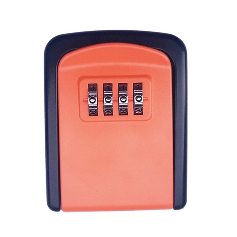 Small Key Box Password Lock Metal Outdoor Wall-mounted Anti-theft Lock Box: Orange