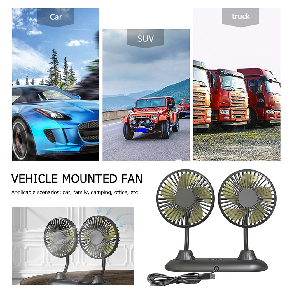 Usb Auto Ventilator Voor Dashboard Luchtcirculatie Fans Abs Drie Snelheden Aanpassing Zomer Luchtkoeling Ventilator