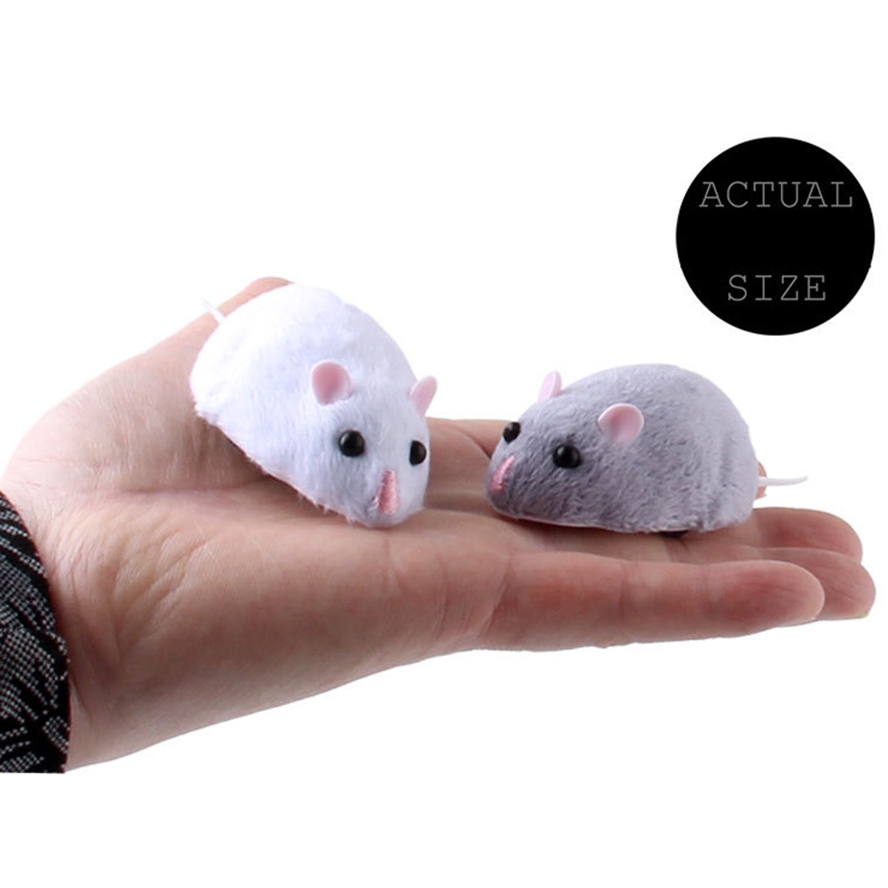Wireless Electronic Remote Control Rat Plush RC Mouse Toy Flocking Emulation Toys Rat For Cat Dog Joke Scary Trick Toys: Off-white