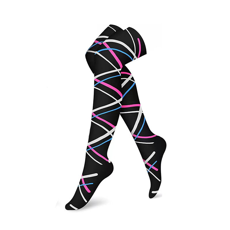 Brand Above The Knee Compression Stockings Men Women Thighs Socks Compress Elastic Sports Long Socks Running Gradient pressure: S / Tender green