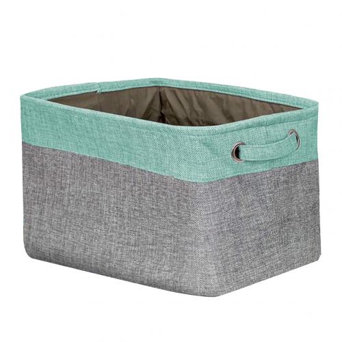 Bloc de couleur boîte de rangement pliable pour vêtements, jouets, panier, organisateur d'articles divers, organisateur de livre cosmétique, conteneur de papeterie: Teal green grey