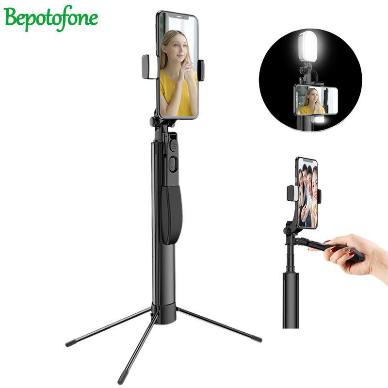 live Tripod Selfie Stick LED Ring light Handheld Stabilizer Steadicam 5 in 1 for iPhone X 8 Android SmartPhone VS Gimbal