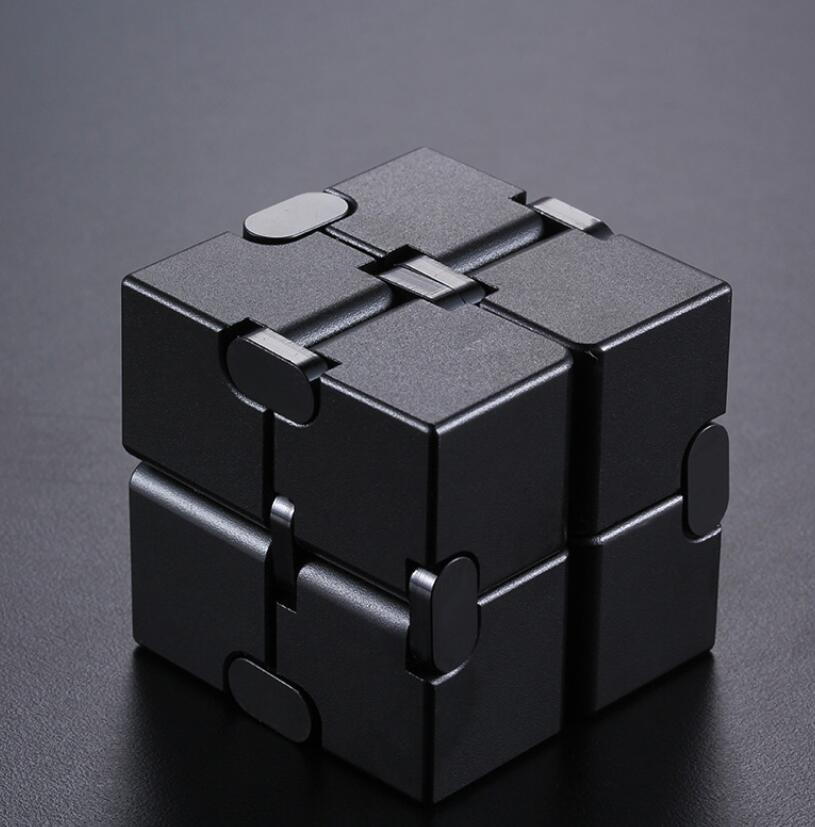 Stress Relief Toy Premium Metal Infinity Cube Portable Decompresses Relax Toys for Children Adults: Black