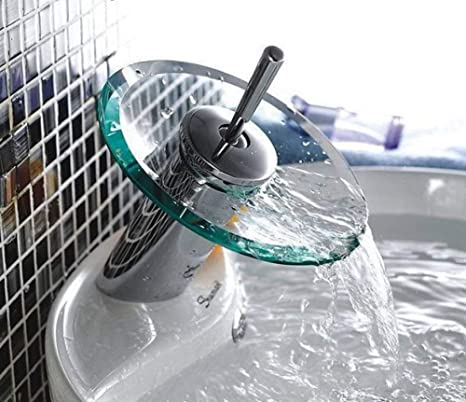 Badkamer Waterval Basin Sink Mengkraan Kraan Chrome Gepolijst Glas Rand Kraan Tap Badkamer Glas Waterval Kraan Creativiteit