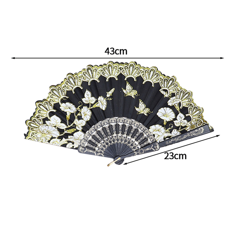 Abanico de mano plegable de seda Vintage, abanico personalizado antiguo de bambú, abanicos de utilería de baile femenino de estilo chino, decoración portátil grabada a mano: Marrón