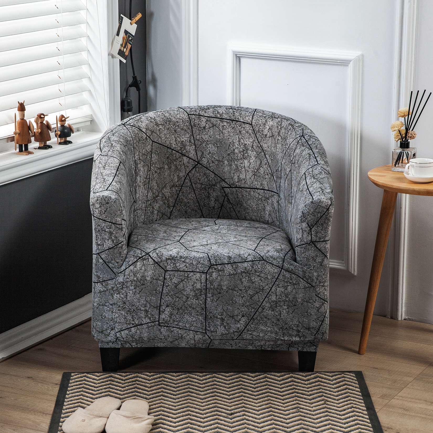 Venytettävä nojatuolin päällinen geometrinen amme kahvi sohvan päällinen klubituoli sohvan slipcover olohuoneen kodin huonekalujen suojaan
