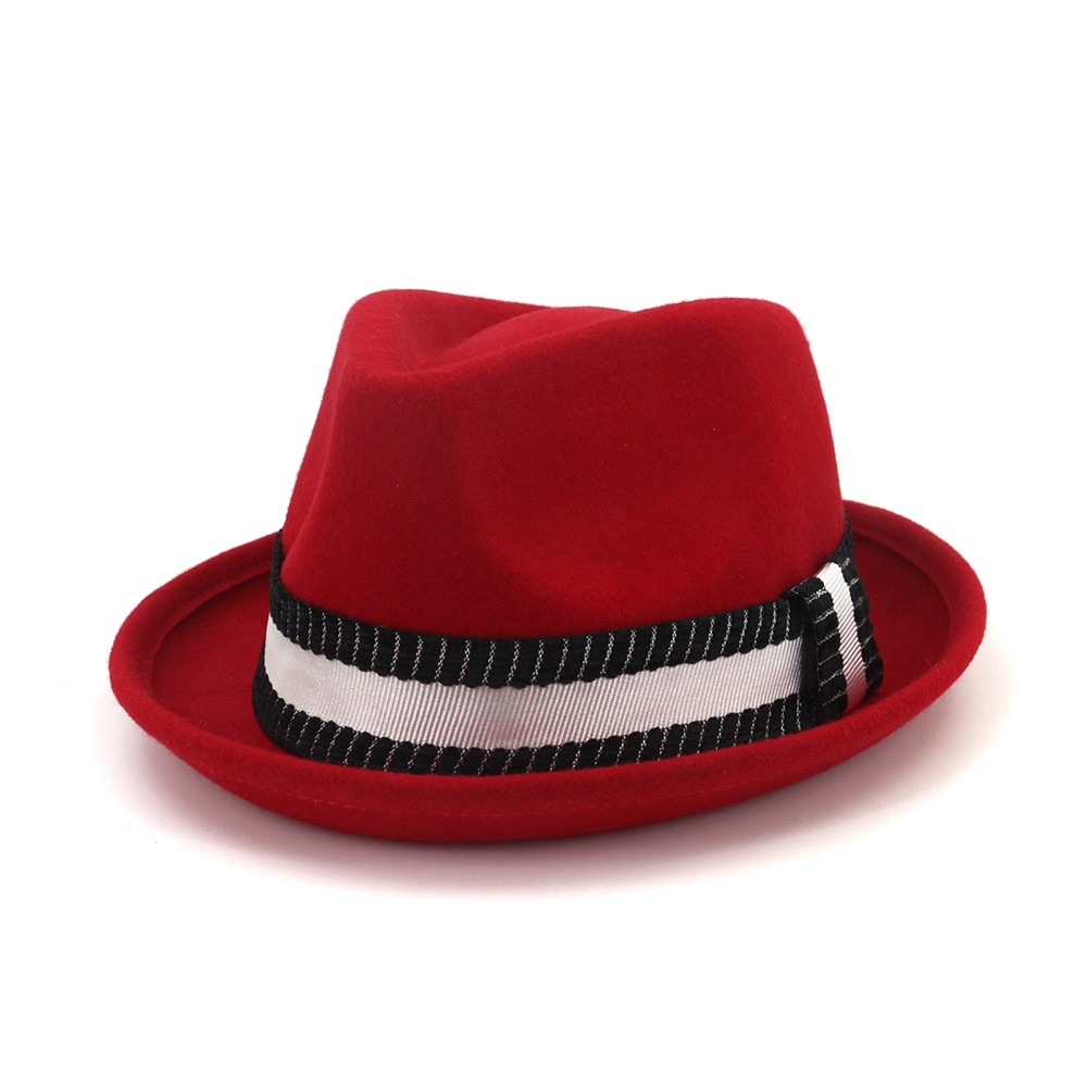 Chapeau fedora en laine marron pour homme et femme, style vintage, style royal, avec nœud carré, collection hiver