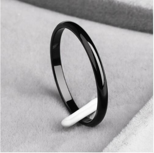 Jeemango Titanium Staal Rose Goud Anti-Allergie Gladde Eenvoudige Engagement Wedding Koppels Ringen Voor Vrouw Meisjes Anneau JR19161: 5 / Black