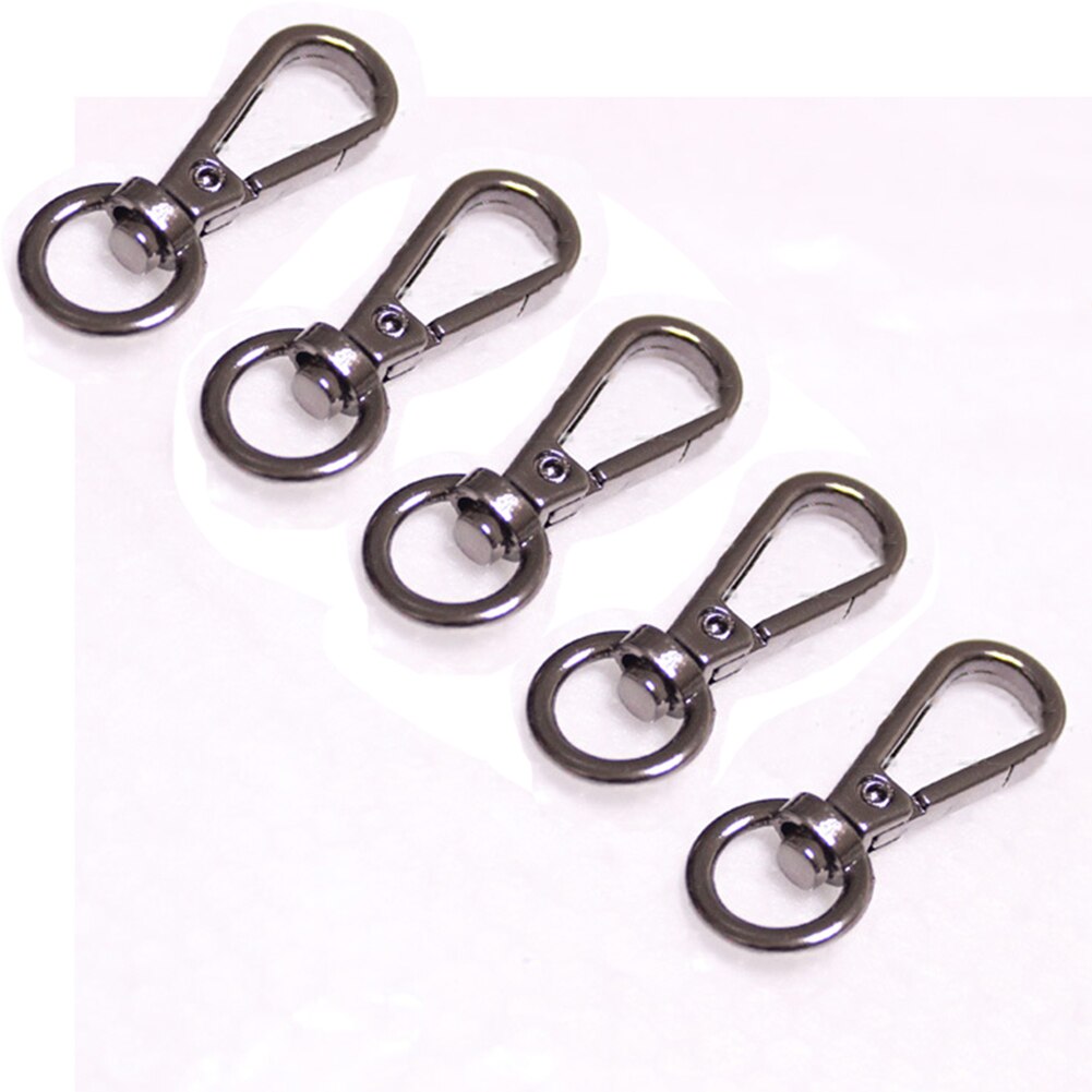 5 sztuk metalowy krętlik wyzwalania karabińczyk karabińczyk breloczek do kluczy smycz DIY Craft plecak akcesoria do toreb: black-S