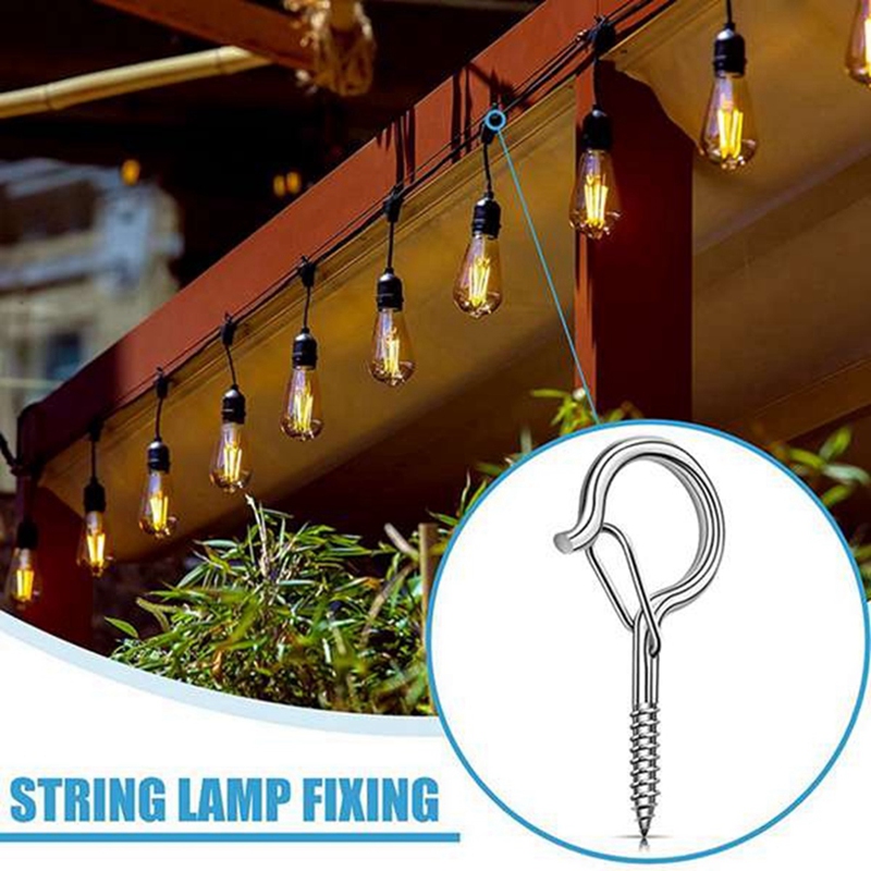 40 Pack Q-Hanger Hooks Metal Screw Hooks Safety Buckle Christmas Lights Hanger for Outdoor LED Xmas Lights