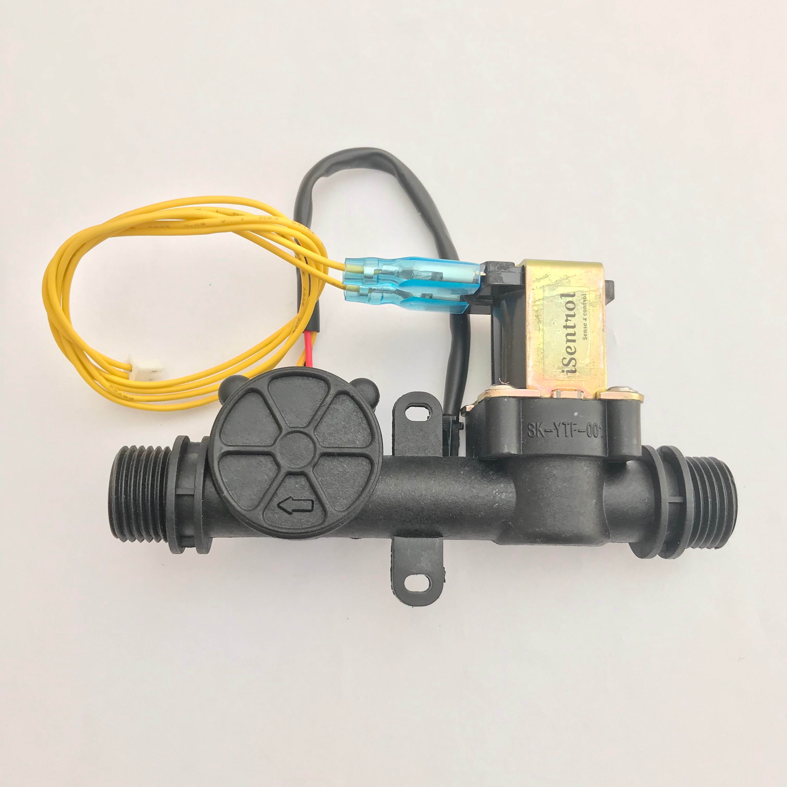 24V DC G1/2" NPN Hall Water Flow Sensor USN-HS21TX 1-30L/min Flowmeter Combined with Solenoid Valve All in one Integrated