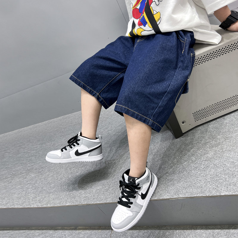 2022 nuovi vestiti ragazzi pantaloncini pantaloni estivi da 5 a 14 anni pantaloncini di jeans per adolescenti pantaloncini sportivi per bambini allentati casuali blu scuro