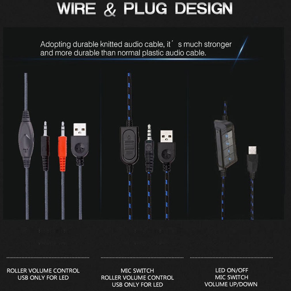Kablede hovedtelefoner led lys headset gaming øretelefon  sy733 til computer med mikrofon auriculares con kabel til pc