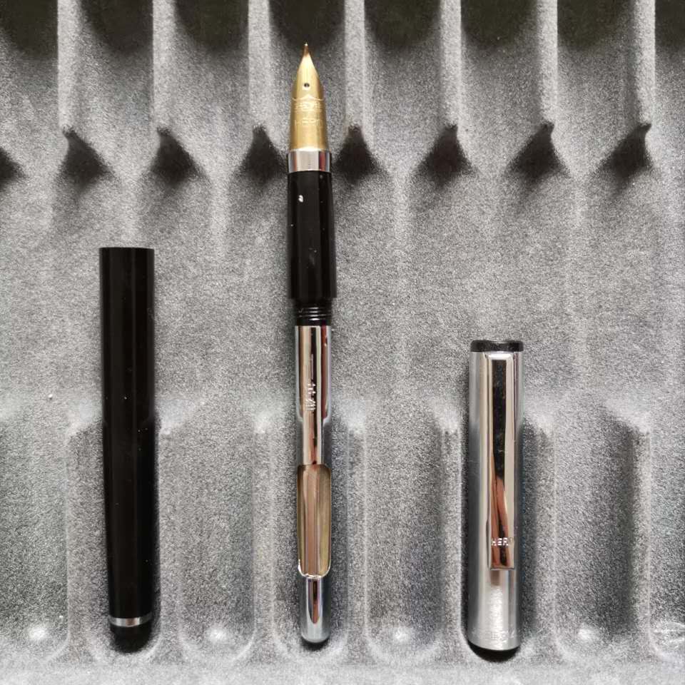 Hero old Stock 345 Fountain Pen Ink Pen Calligraphy Fude Nib Pull Out Cap Silver Clip School Student Office Stationery Writing